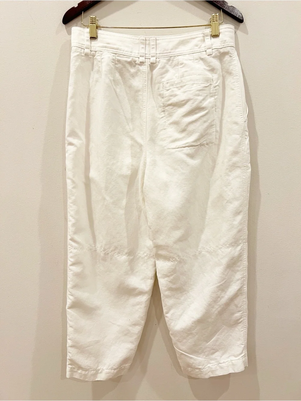 Banana Republic Mya Cargo Pant Womens 8 Cream White Linen Cotton Relaxed